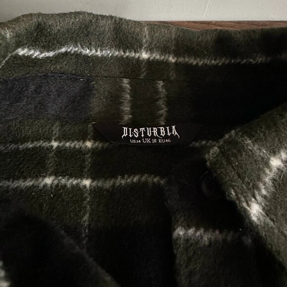 Disturbia Logan Collared Pocket Check Shacket - Green & Black - Picture 6 of 8